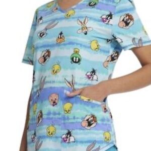 Womens Scrub Top Looney Tunes Tie Dye Scrubstar Tweety Taz Medical